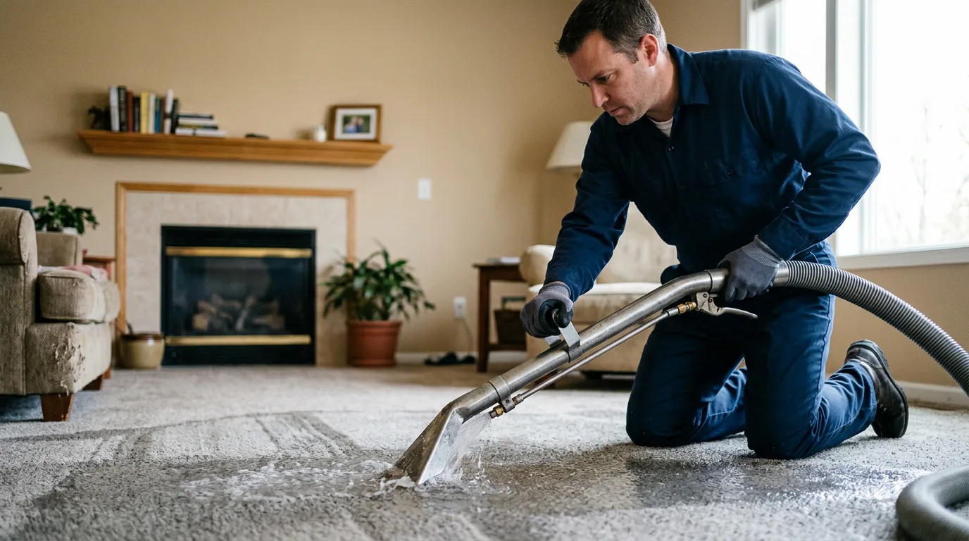 Water damage restoration technician working near Ada, OK